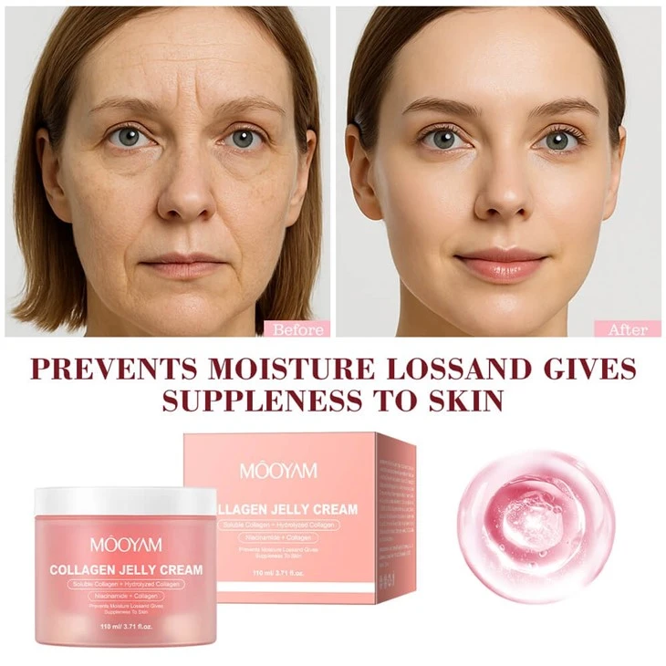 Custom Glowing Lightening Face Cream Overnight Hydrolyzed Collagen Niacinamide Moisturizing Collagen Jelly Cream manufacturers